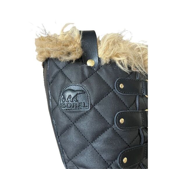 Sorel Joan Of Arctic Boots Black size 8 Snow Lace Up Faux Fur waterproof - Picture 12 of 14